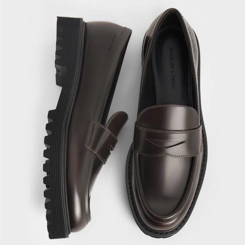 Charles & Keith Women’s Dark Brown Penny Loafers